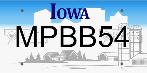 MPBB54 Iowa License Plate