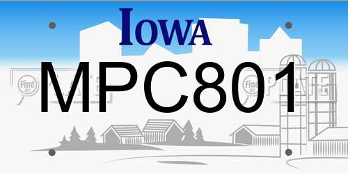 MPC801 Iowa License Plate