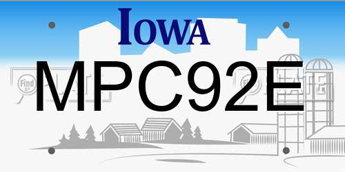 MPC92E Iowa License Plate