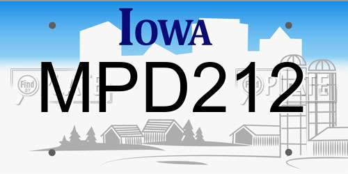 MPD212 Iowa License Plate
