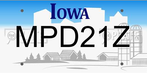 MPD21Z Iowa License Plate