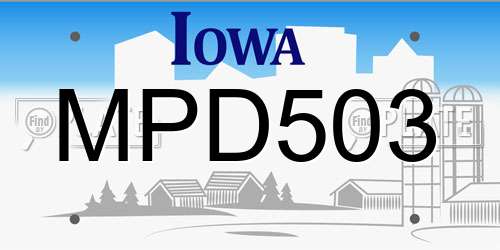 MPD503 Iowa License Plate