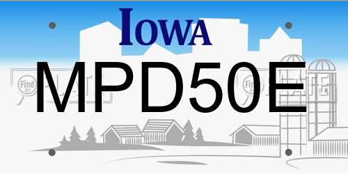 MPD50E Iowa License Plate