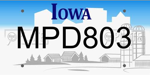 MPD803 Iowa License Plate