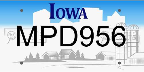 MPD956 Iowa License Plate