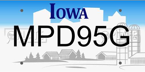 MPD95G Iowa License Plate