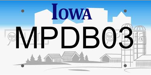 MPDB03 Iowa License Plate