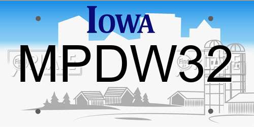 MPDW32 Iowa License Plate