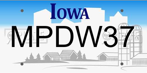 MPDW37 Iowa License Plate