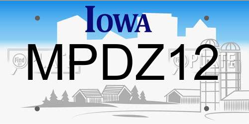 MPDZ12 Iowa License Plate