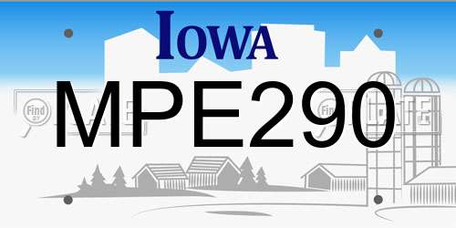 MPE290 Iowa License Plate