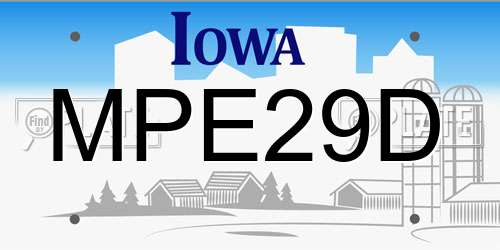 MPE29D Iowa License Plate