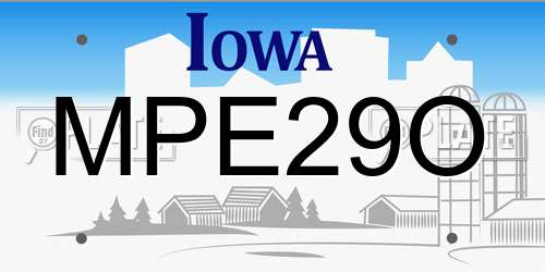 MPE29O Iowa License Plate