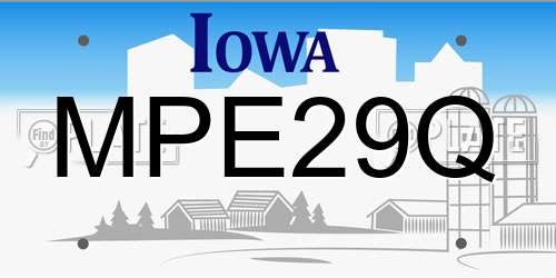 MPE29Q Iowa License Plate