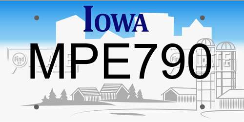 MPE790 Iowa License Plate