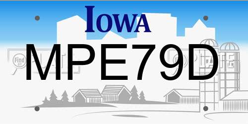 MPE79D Iowa License Plate
