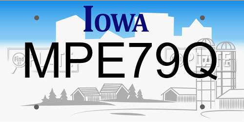 MPE79Q Iowa License Plate