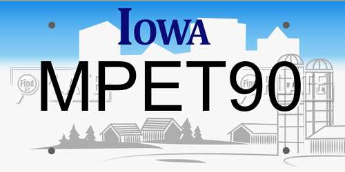 MPET90 Iowa License Plate