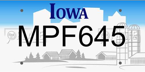 MPF645 Iowa License Plate