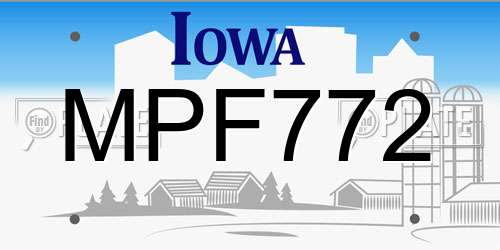 MPF772 Iowa License Plate