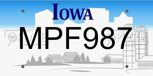 MPF987 Iowa License Plate