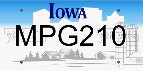 MPG210 Iowa License Plate