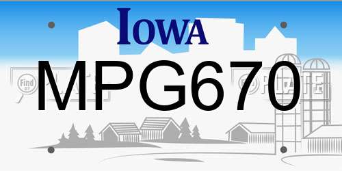 MPG670 Iowa License Plate