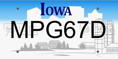 MPG67D Iowa License Plate
