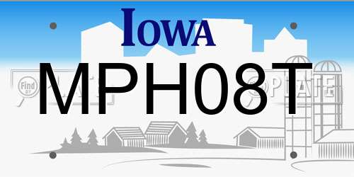 MPH08T Iowa License Plate