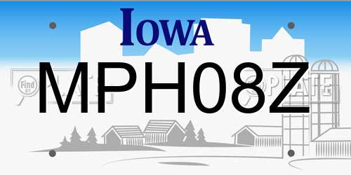 MPH08Z Iowa License Plate