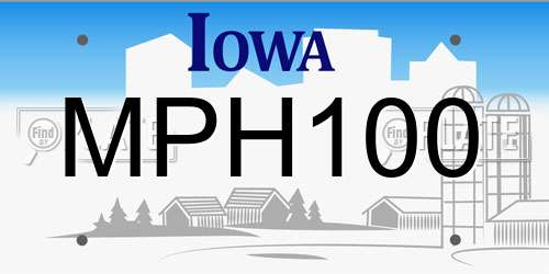 MPH100 Iowa License Plate