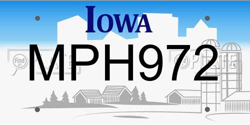 MPH972 Iowa License Plate