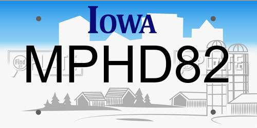 MPHD82 Iowa License Plate