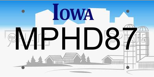 MPHD87 Iowa License Plate