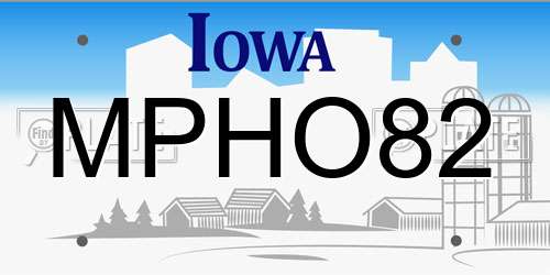 MPHO82 Iowa License Plate