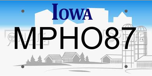 MPHO87 Iowa License Plate