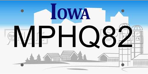 MPHQ82 Iowa License Plate