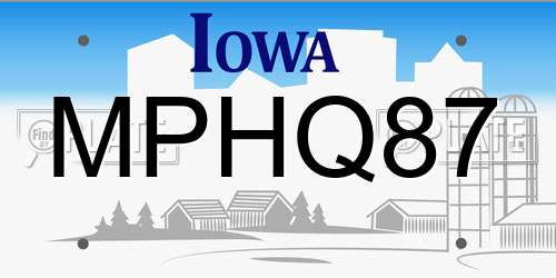 MPHQ87 Iowa License Plate