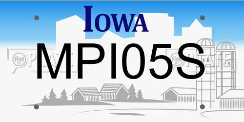 MPI05S Iowa License Plate