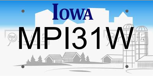 MPI31W Iowa License Plate