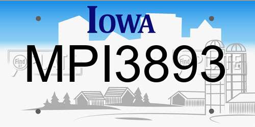 MPI3893 Iowa License Plate