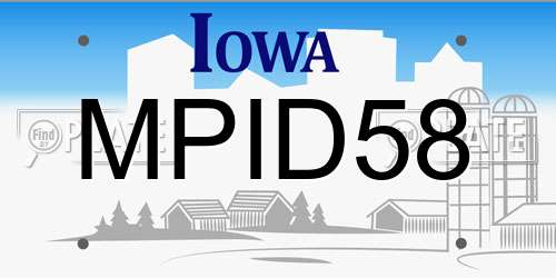 MPID58 Iowa License Plate