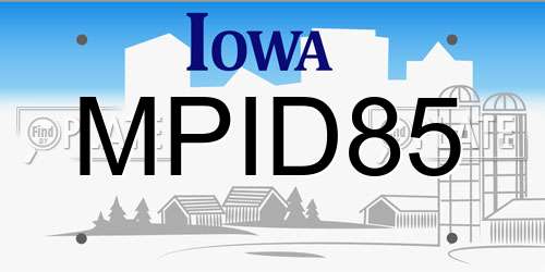 MPID85 Iowa License Plate