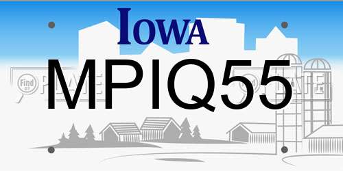 MPIQ55 Iowa License Plate