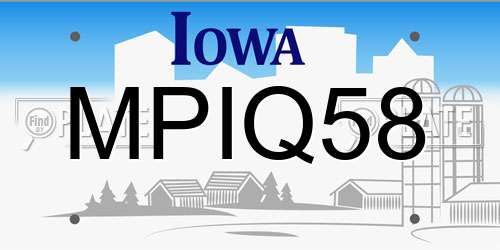 MPIQ58 Iowa License Plate