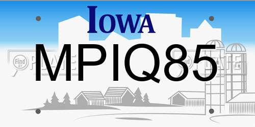 MPIQ85 Iowa License Plate