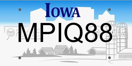 MPIQ88 Iowa License Plate