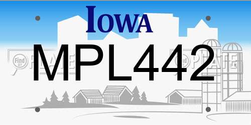 MPL442 Iowa License Plate