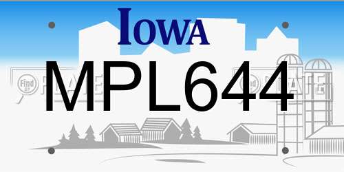 MPL644 Iowa License Plate
