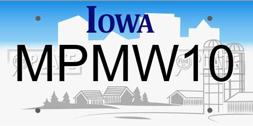 MPMW10 Iowa License Plate